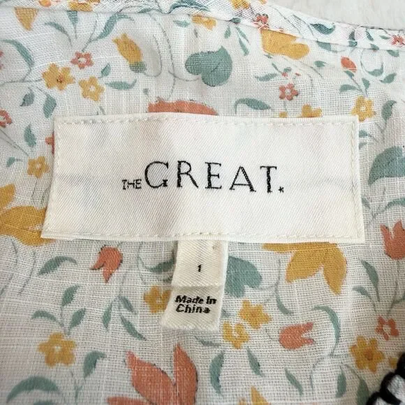 The GREAT Whip Stitch Flounce Top Shirt Ivory Floral Boho Women’s S - Picture 8 of 13